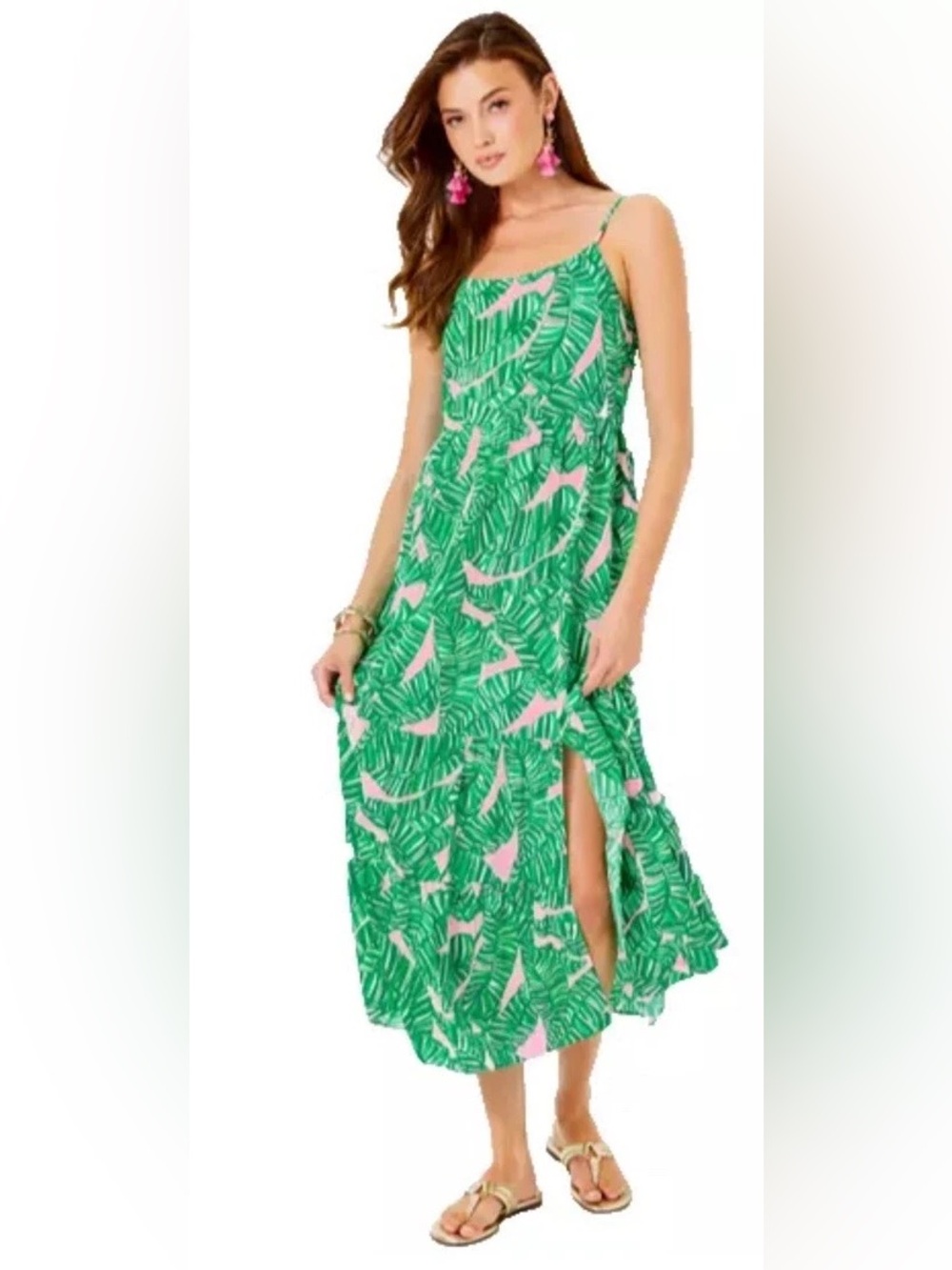 Lilly Pulitzer Teresa Maxi Dress Women Size XL Conch Shell Pink Let's Go Bananas